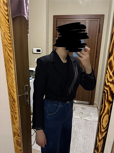 Diğer kısa crop zincirli blazer ceket
