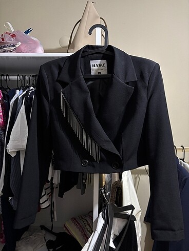 s Beden kısa crop zincirli blazer ceket