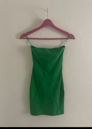 Zara Zara Yeşil straplez Askılı Midi Elbise