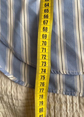 36 Beden mavi Renk Mavi Pamuklu Düğmeli Uzun Kollu Gömlek
