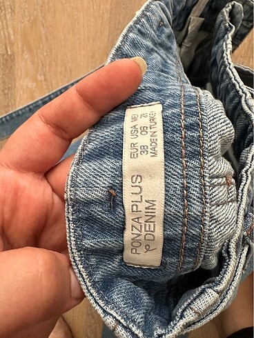 38 Beden Etiketli kemerli jean pantolon