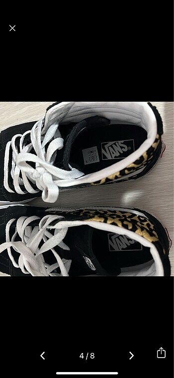 38,5 Beden siyah Renk Orijinal leoparlı vans ayakkabı