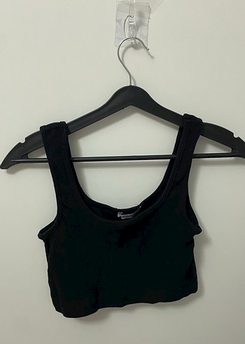 Siyah Keten Kadın Crop Top