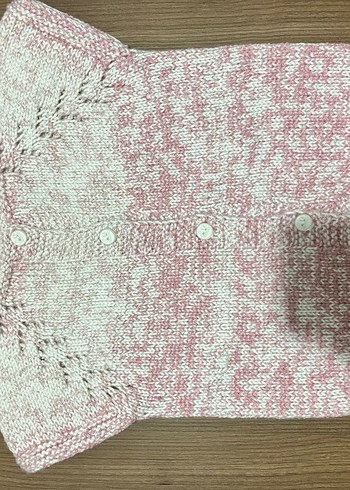 Kız Çocuk Pembe Kısa Kollu Örgü Hırka - Görsel 2