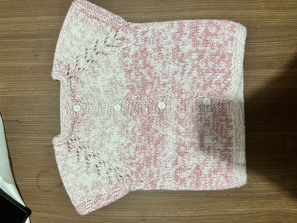 Kız Çocuk Pembe Kısa Kollu Örgü Hırka - Görsel 2