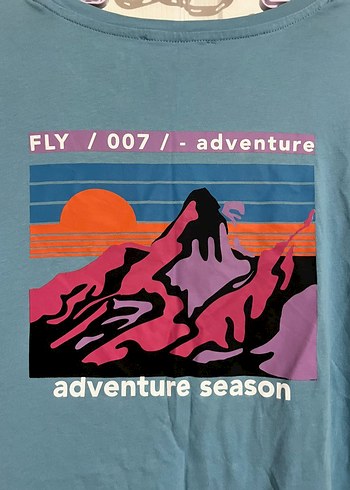 Mavi Baskılı Kısa Kollu Erkek Tişört - Görsel 4