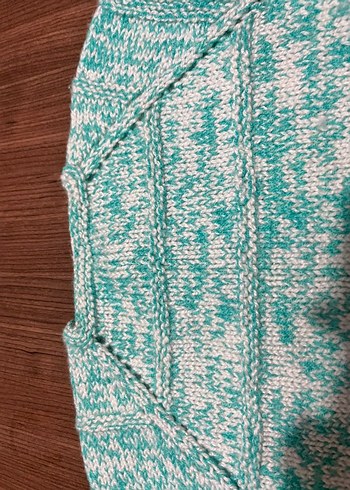 Kız Çocuk Turkuaz Örgü Kolsuz Hırka - Görsel 8