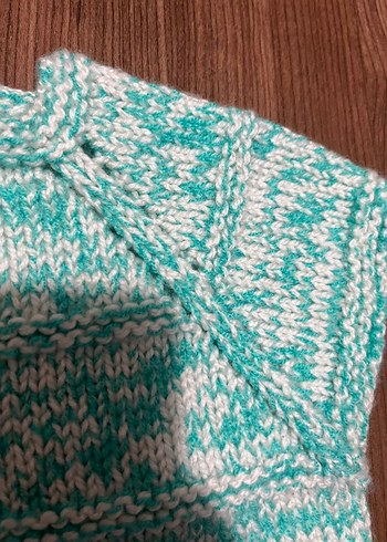 Kız Çocuk Turkuaz Örgü Kolsuz Hırka - Görsel 5