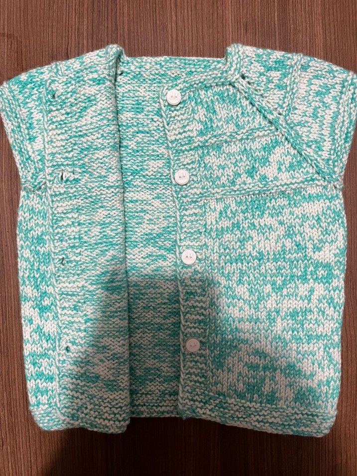 Kız Çocuk Turkuaz Örgü Kolsuz Hırka - Görsel 2