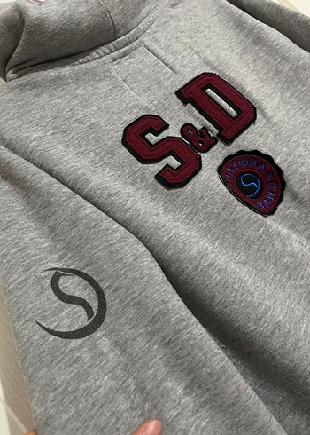 Gri Kapüşonlu Baskılı Kadın Sweatshirt - Görsel 8