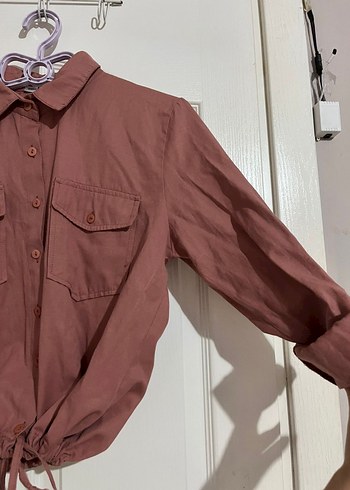 Düğmeli Bej Uzun Kollu Keten Gömlek - Görsel 10