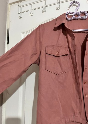 Düğmeli Bej Uzun Kollu Keten Gömlek - Görsel 5