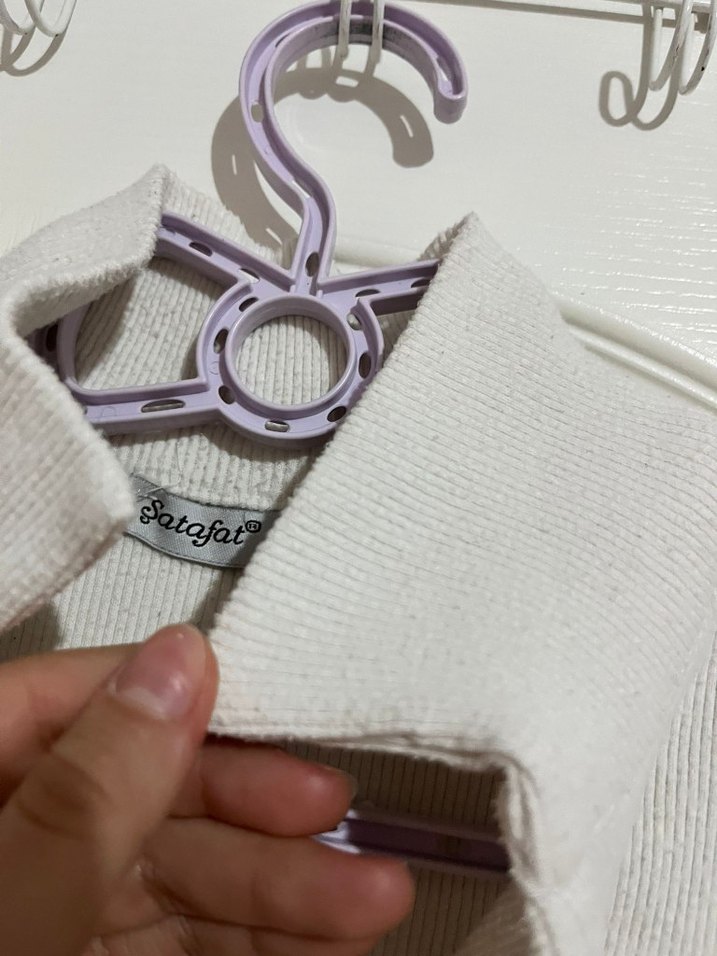 V yaka uzun kollu kadın crop top - Görsel 5