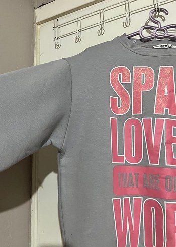 Gri Uzun Kollu Baskılı Sweatshirt - Görsel 2