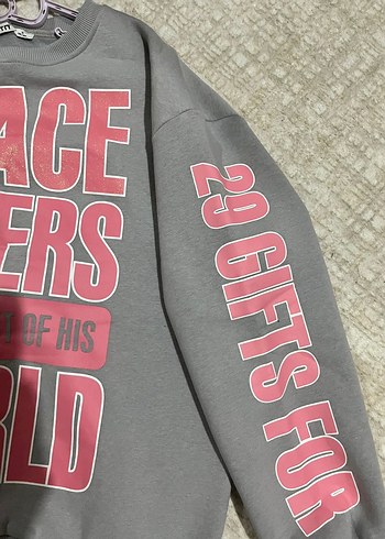 Gri Uzun Kollu Baskılı Sweatshirt - Görsel 6