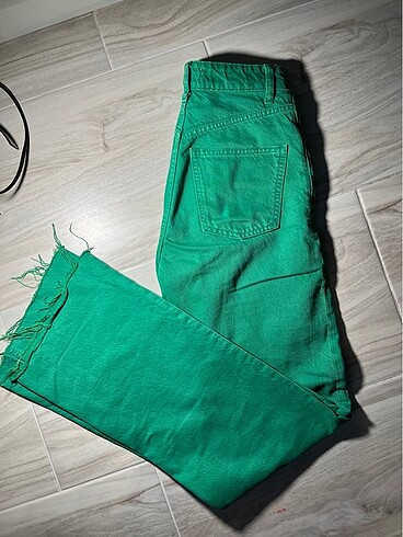 Zara Zara wide leg yeşil kot