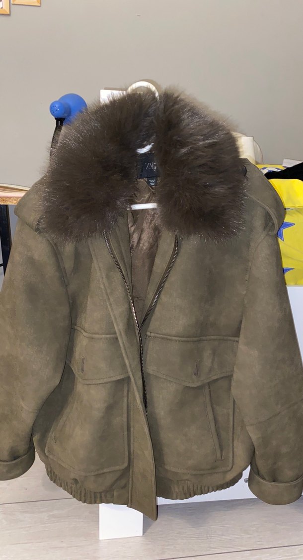 Haki  Süet Kadın Ceket - Görsel 4