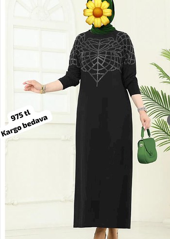 Boncuk İşlemeli Uzun Kahverengi Tesettür Elbise - Görsel 10