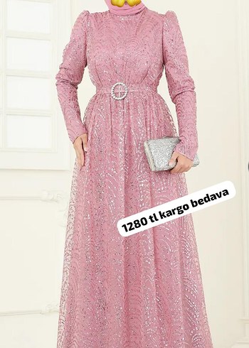 Boncuk İşlemeli Uzun Kahverengi Tesettür Elbise - Görsel 13