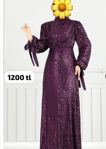 Bordo Uzun Kollu Yüksek Yakalı Kadın Abiye - Görsel 4