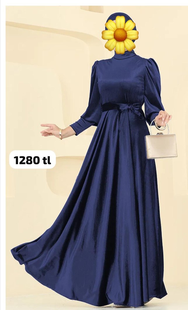 Bordo Uzun Kollu Yüksek Yakalı Kadın Abiye - Görsel 2