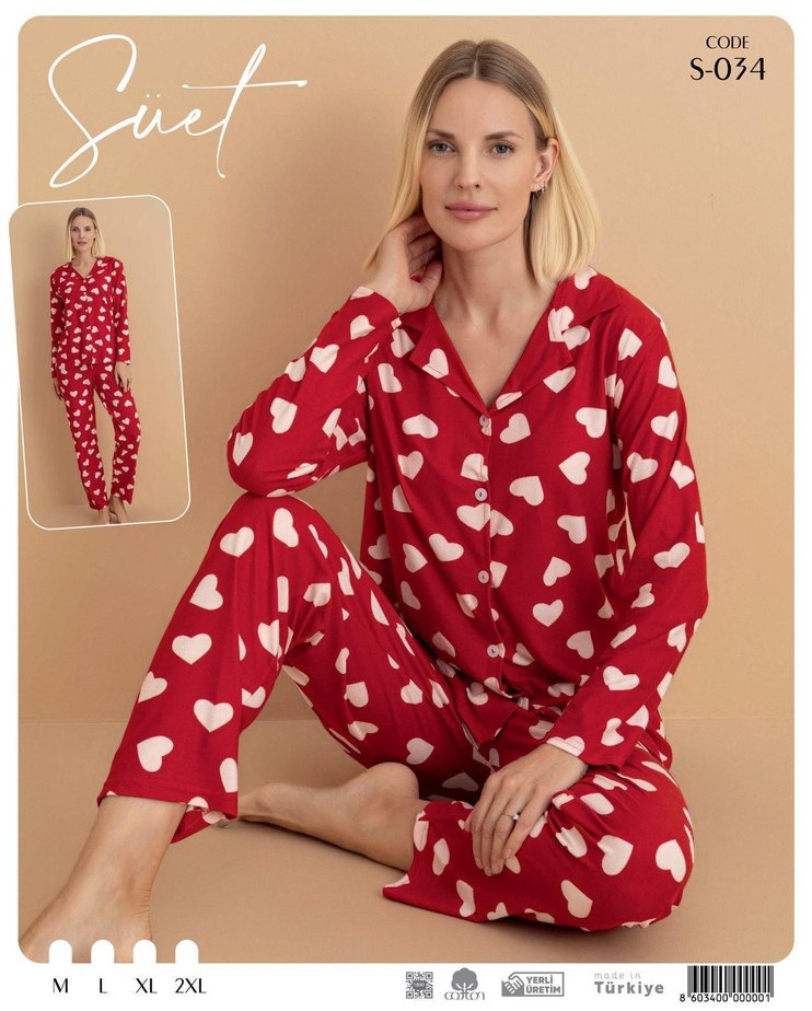 Leopar Desenli Uzun Kollu Kadın Pijama Takımı - Görsel 2