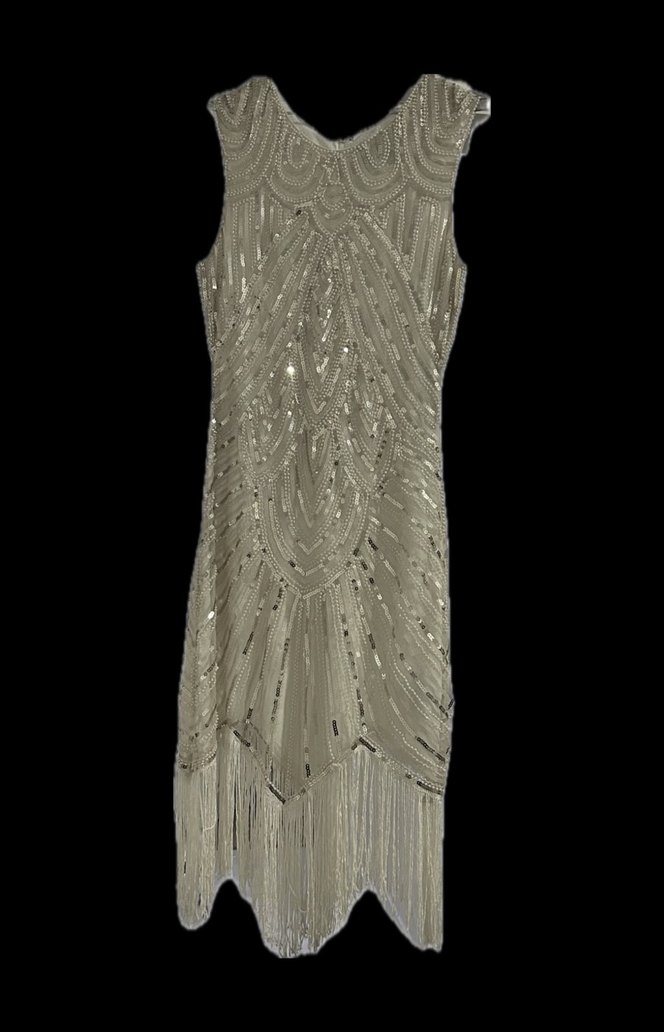 1920ler Vintage Tarz Bej Abiye Elbise - Görsel 2