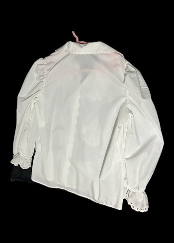 Nakışlı Beyaz Pamuklu Kadın Gömlek - Görsel 2