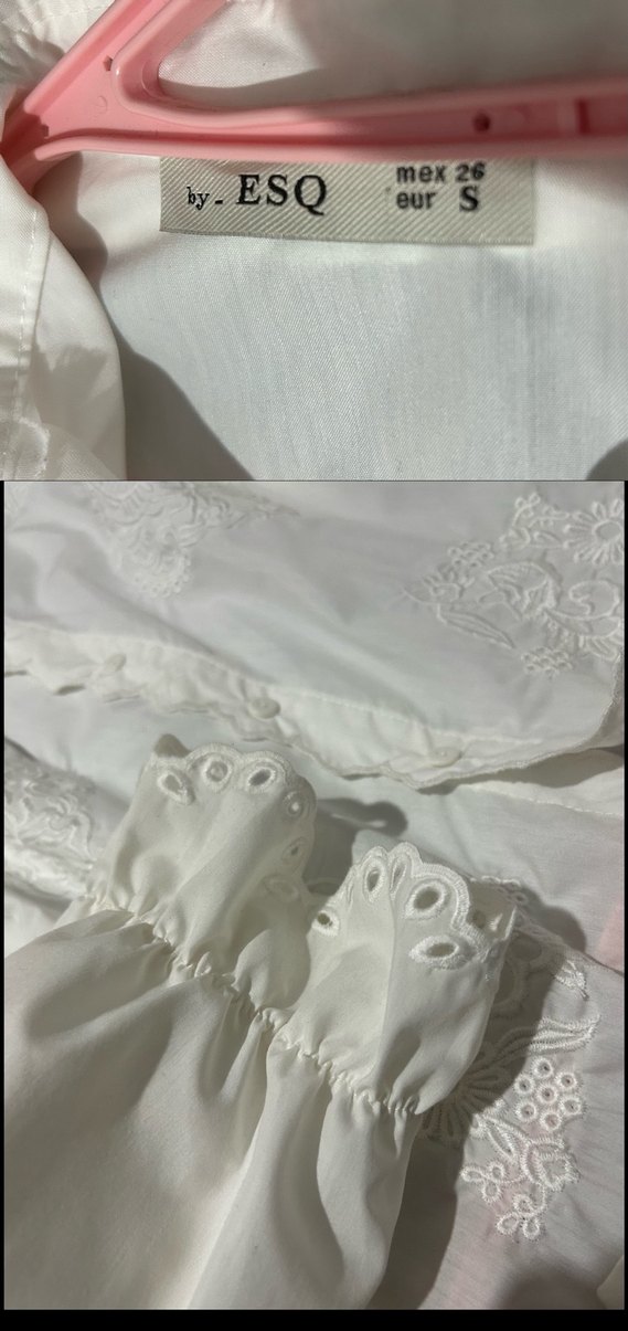 Nakışlı Beyaz Pamuklu Kadın Gömlek - Görsel 4