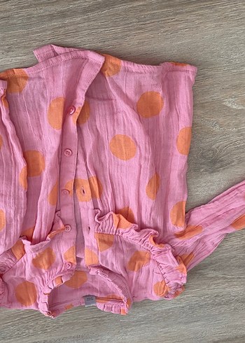 18-24 Ay Beden Pembe Batik Desenli Kız Bluzu yurtdışı