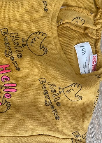 Zara Sarı Baskılı Kız Çocuk Elbise