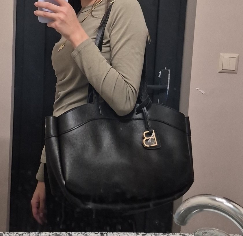 Siyah Deri Kadın Omuz Çantası - Görsel 2