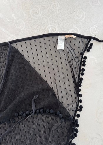 Dantel Detaylı Siyah Kadın pareo - Görsel 4