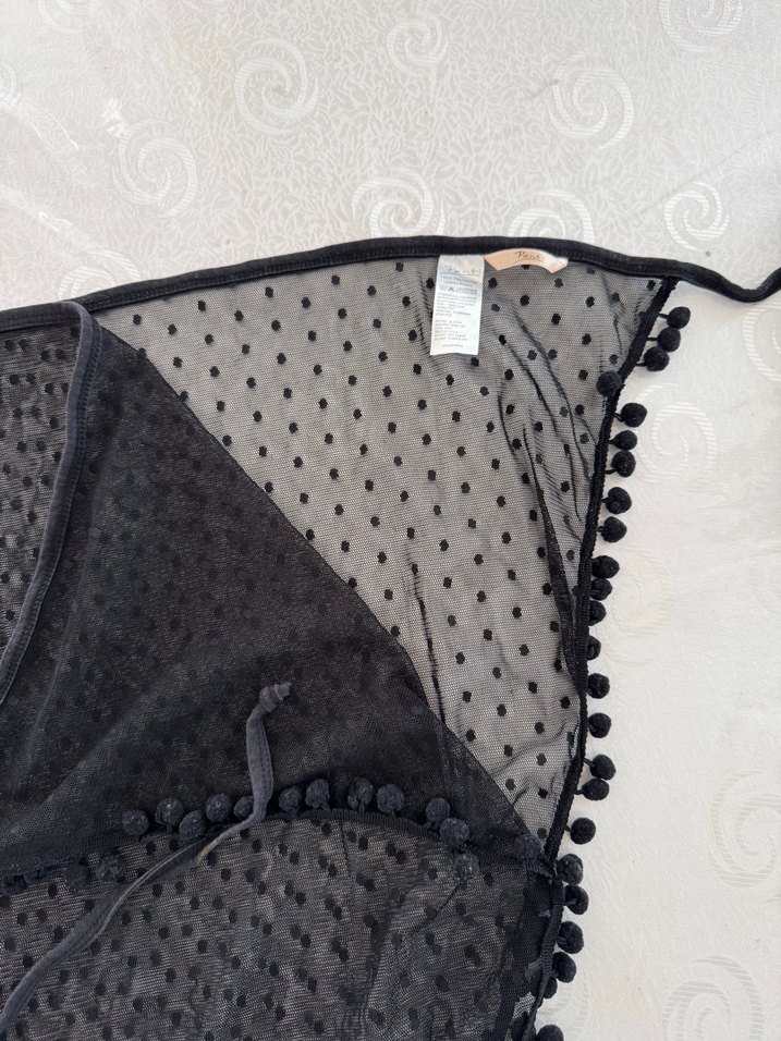 Dantel Detaylı Siyah Kadın pareo - Görsel 4