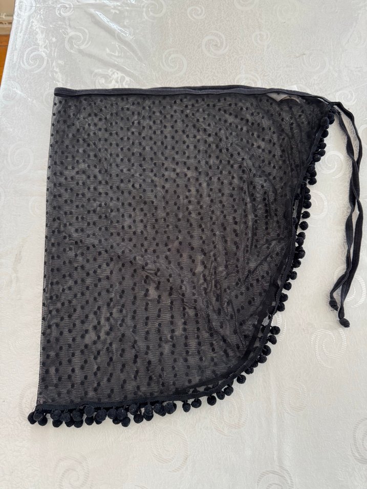 Dantel Detaylı Siyah Kadın pareo - Görsel 3