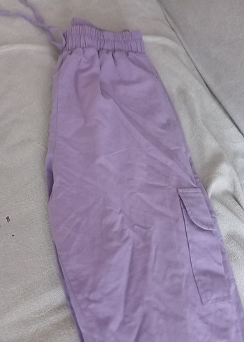 Mor Düğmeli kargo cep Pantolon - Görsel 2