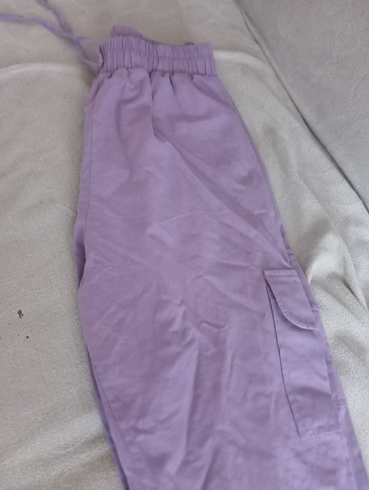 Mor Düğmeli kargo cep Pantolon - Görsel 2