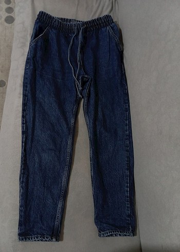 Trendyolmilla Lacivert lastikli Bol Kesim Kadın Denim Pantolon