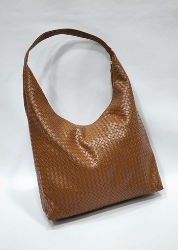 Kahverengi Deri Yılan Desenli Kadın Çanta - Görsel 4