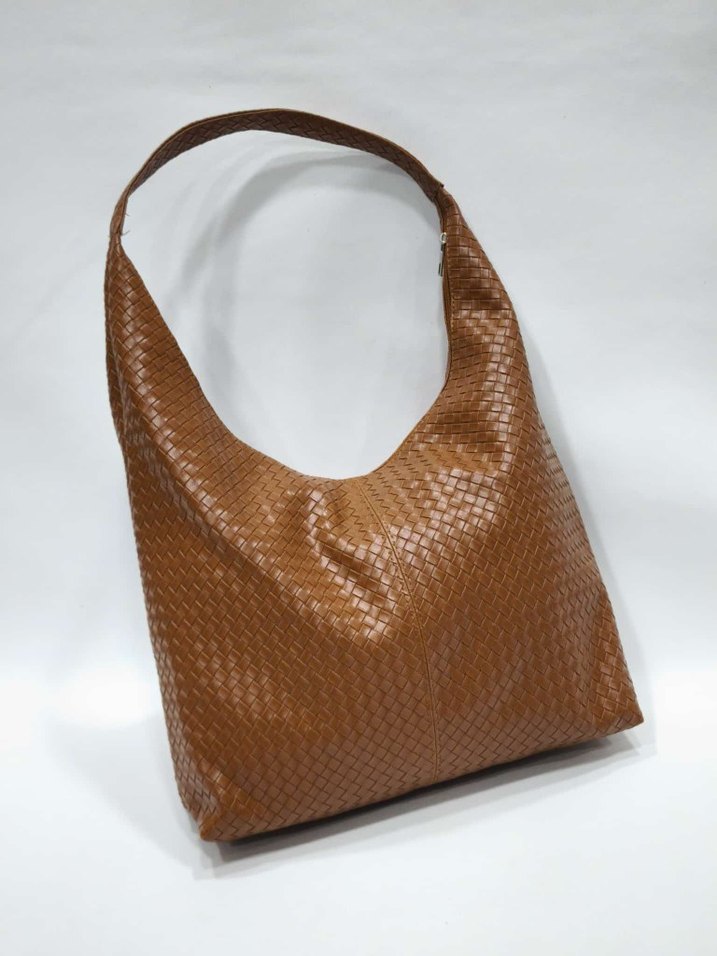 Kahverengi Deri Yılan Desenli Kadın Çanta - Görsel 4