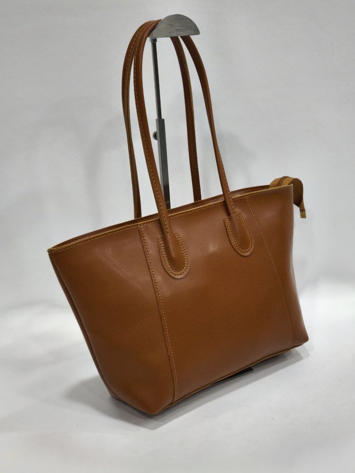 Kahverengi Deri Kadın Omuz Çantası - Görsel 3