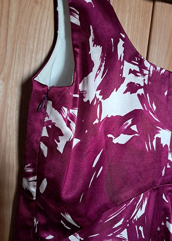 Theory Marka Vişne Rengi Desenli Midi Kalem Elbise - Görsel 4