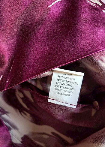 Theory Marka Vişne Rengi Desenli Midi Kalem Elbise - Görsel 7