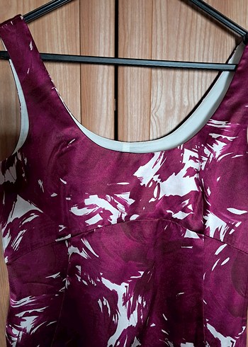 Theory Marka Vişne Rengi Desenli Midi Kalem Elbise - Görsel 2