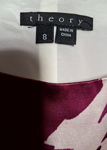 Theory Marka Vişne Rengi Desenli Midi Kalem Elbise - Görsel 5