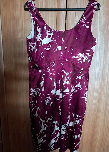 Theory Marka Vişne Rengi Desenli Midi Kalem Elbise - Görsel 3