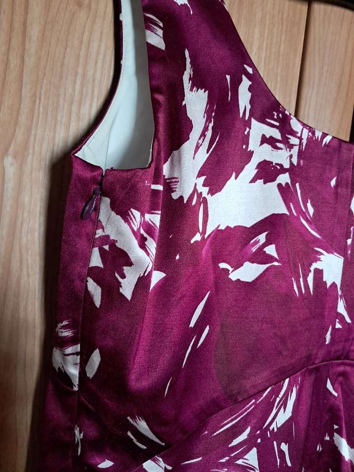 Theory Marka Vişne Rengi Desenli Midi Kalem Elbise - Görsel 4