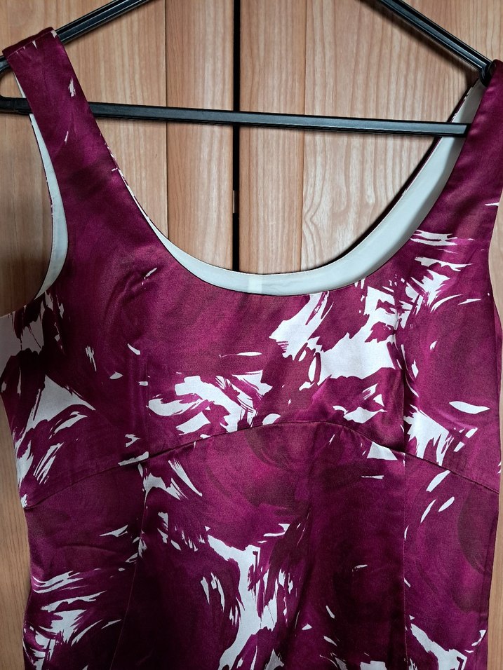 Theory Marka Vişne Rengi Desenli Midi Kalem Elbise - Görsel 2