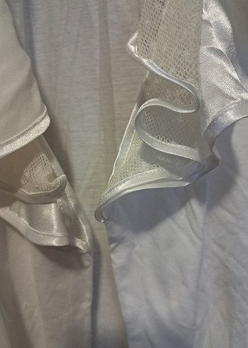 Uzun Beyaz Kadın Sabahlık - Görsel 3