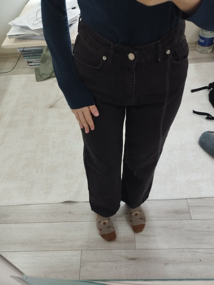 Kahverengi Wide Leg Jean - Görsel 2